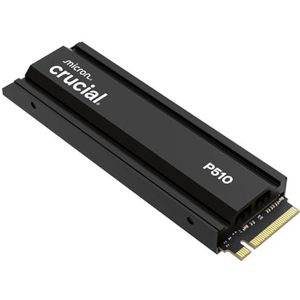 Crucial P510 1TB PCIe 5.0 x4 Gen5 NVMe M.2 Interne SSD met Koellichaam, Leessnelheden tot 11.000 MB/s, schrijfsnelheden 9.500 MB/s, Desktop PC en PS5, TLC NAND, Solid State Drive - CT1000P510SSD5-01