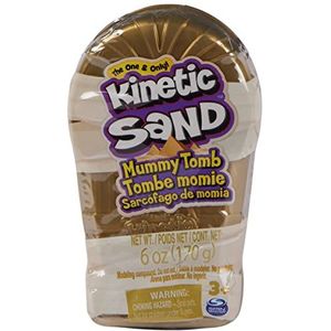 Kinetic Sand, Mini Mumie, 170 g magisch zand, kinetisch zandbruin, 1 verrassingsfiguurvorm, 2 accessoires en 3 edelstenen inbegrepen, speelgoed voor kinderen en meisjes van 3 jaar