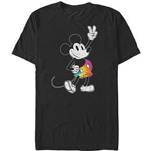 Disney Uniseks Mickey Classic Tie Dye Mickey Stroked Organic T-shirt met korte mouwen, zwart, L, zwart, L