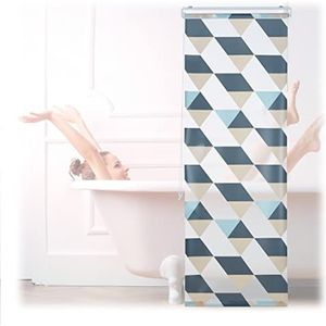 Relaxdays douchegordijn driehoek design - badkamergordijn - rolgordijn douche - gekleurd - 60x240cm