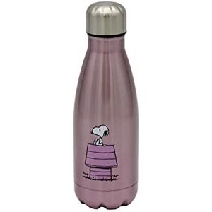 Snoopy - roestvrijstalen waterfles, hermetische sluiting, met Snoopy - ontwerp, 550 ml, metallic paarse kleur, officieel product (CyP Brands)