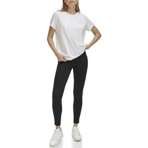 DKNY Satijnen logo voor dames, korte mouw, crew/neck, wit, medium, wit, M