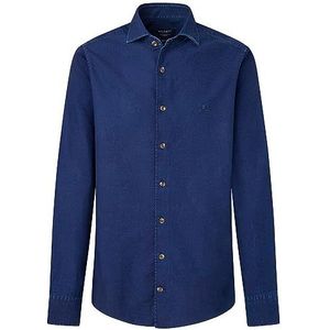 Hackett London Donkerblauw denim overhemd voor heren, Blauw (zwart), XL