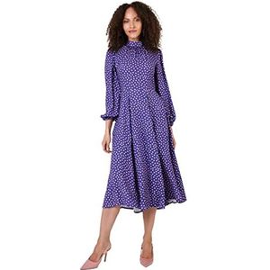 Closet London Midi-jurk met hoge hals voor dames, casual (pak van 58), Paars, 36 NL