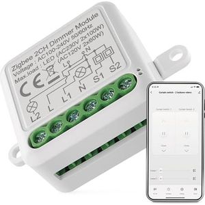 EMOS GoSmart Dimmodule/Zigbee Smart Switch met app, dimbare inbouwdimmer voor afstandsbediening, spraakbesturing van de verlichting met Alexa en Google Home, voor dubbele schakelaar