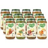 Olvarit Variatiemenu Maaltijd - babyhapje voor baby's vanaf 12 maanden - 4 verschillende smaken babyvoeding - 12 maaltijdpotjes van 200 gram