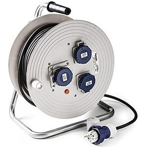 FAMATEL - 30017 - Verlengsnoerhaspel - Zwart - Industrial - 3 Stopcontacten