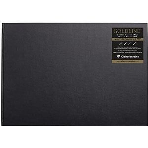 Clairefontaine - Ref 34242C - Goldline Casebound Pad (64 witte vellen) - A3 (420 x 297mm) formaat, 140gsm papier, landschapsindeling - zwarte omslag - Geschikt voor droge technieken