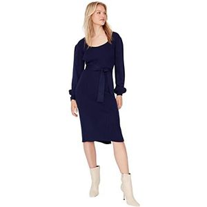 Trendyol Dames Midi Bodycon Slim Knitwear Jurk, Donkerblauw, S