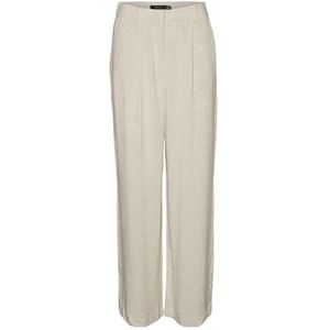 Vero Moda Vmtiraver Mr Wide Linen broek voor dames, Havermout/detail: natuurlijke tint als offer sample, 32W / 32L