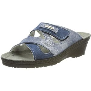Rohde Neustadt-50 1475 Clogs voor dames, slippers, wighak, blauw, 36 EU