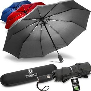 VAN BEEKEN Windbestendige paraplu met teflon, lichte compacte paraplu, mini-paraplu, draagbare opvouwbare paraplu voor dames en heren (zwart)