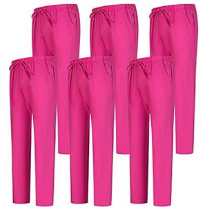 MISEMIYA - Verpakking met 6 stuks, uniseks, elastisch, uniformen, medische uniformen, fuchsia 68, XXL