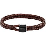 BOSS - SEAL Collection - Armband - Bruin - Leer - Binnenomtrek 19 cm