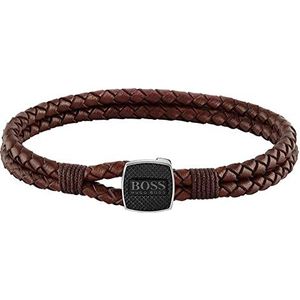 BOSS - SEAL Collection - Armband - Bruin - Leer - Binnenomtrek 19 cm