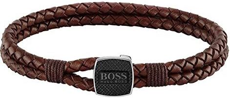 BOSS - SEAL Collection - Armband - Bruin - Leer - Binnenomtrek 19 cm