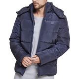 Urban Classics Donsjack voor heren, met capuchon, gewatteerde jas, gevoerd met afneembare capuchon, in vele kleuren, maten S - 5XL, Donkerblauw, XL
