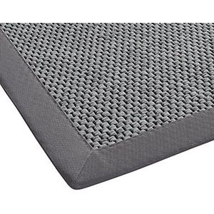 BODENMEISTER BM939Fb04 tapijt sisal look plat geweven modern met geborduurde loper keukentapijt, polypropyleen, antraciet grijs/donkergrijs, 60 x 110 cm modern 80x150 lichtgrijs