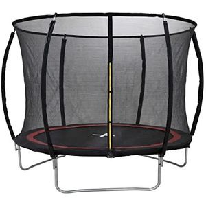 Dunlop trampoline 12FT - 366 x 80 cm - tuintrampoline met veiligheidsnet 250 cm - incl. trampoline randafdekking, trampoline veren, poten en bevestigingsmateriaal - max. 150 kg - zwart/rood