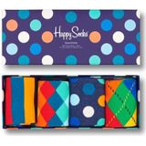 Happy Socks 4-Pack Big Dot Box, kleurrijke en leuke, Sokken voor Dames en Heren, Blauw-Groen-Oranje-Rood-Wit-Geel (41-46)