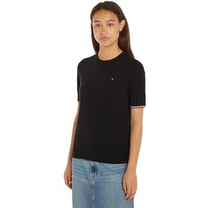 Tommy Hilfiger Dames CO Jersey Stitch C-NK SS Trui Zwart XXS, Zwart, XXS