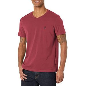 Nautica Heren Short Sleeve Solid Slim Fit V-hals T-shirt, barolo, M