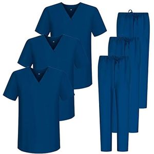 MISEMIYA - Pack * 3 Sets - Unisex Sanitaire Uniforme Medische Sanitaire Uniformen Sanitaire Sets 3-6801-6802, Marineblauw 68, S