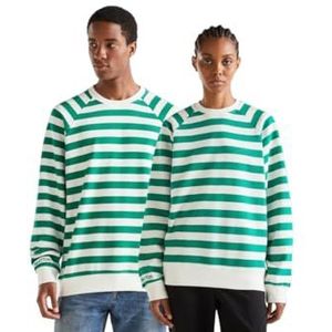 United Colors of Benetton Jumpsuit shirt voor unisex volwassenen, strepen groen en wit 901, XXL
