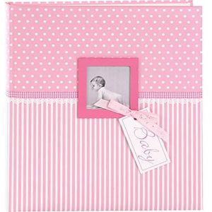 Goldbuch babyalbum met vensteruitsnijding, Sweetheart, 60 witte blanco pagina's met 4 geïllustreerde pagina's en pergamijn scheidingsbladen, kunstdruk, roze, 30 x 31 cm,