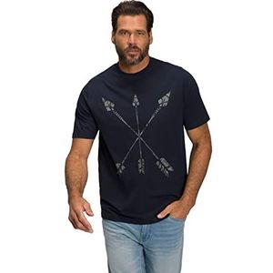 JP 1880 Heren grote maten menswear L-8XL T-shirt, halve mouw, pijl print 806141, mat nachtblauw, L