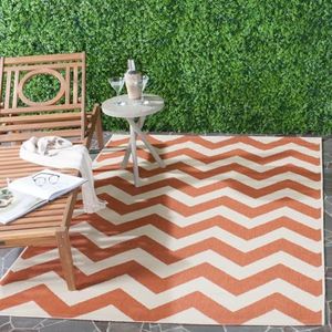 Safavieh Chevron CY6244 gestreepte tapijt voor binnen en buiten Polypropyleen geweven terracotta/beige 120 x 180 cm