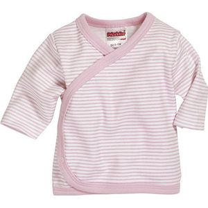 Schnizler Uniseks baby-vleugelhemd met lange mouwen, gestreept ondergoed voor kleine kinderen, roze (wit/roze 586), 56 cm