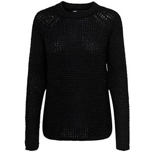 ONLY Dames ONLCARMEN L/S Structure KNT Pullover Sweater, Zwart/Detail:W. Gun Metal METALLIC, M (4-pack)