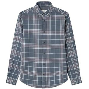 Springfield Checks Twill Shirt, Blauw, M voor Heren