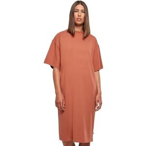 Urban Classics Damesjurk van biologisch katoen, oversized T-shirtjurk, dames organic long oversized tee jurk verkrijgbaar in 2 kleuren, maten XS - 5XL, terracotta, M