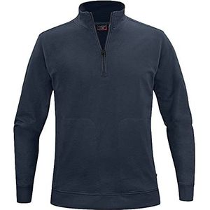 Texstar SW18 Unisex Crew halve ritssluiting sweatshirt, maat L, marine