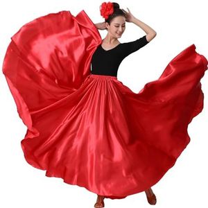 Dames volledige enkellange retro lange maxi theerok voor dans Halloween kostuum feest cosplay renaissance festival faire, Rood, Eén Maat