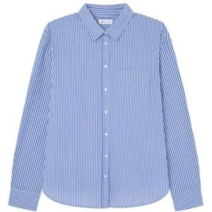 SPRINGFIELD Oversized dameshemd van katoen, Horizontaal blauw, M