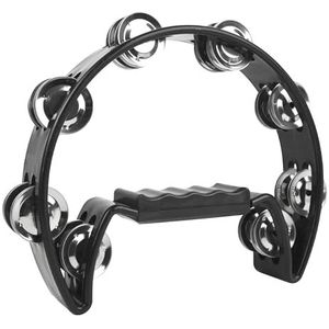 A-Star Half Moon Tambourine, Double Jingle Bell Cutaway met ergonomische handgreep - Zangers, bands, muzikanten, muzieklessen - Zwart