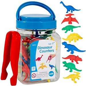 edxeducation Dinosaurustellers - Mini Jar - Set van 32 - Leren tellen, kleuren, sorteren en sequencen - Wiskunde Manipulatief voor Kinderen