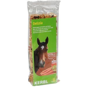 Kerbl Cheval Delizia mueslirepen, 2 x 50 g, wortel/honing, 2 stuks