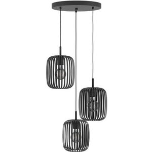 EGLO Hanglamp Romazzina, 3-lichts cluster pendellamp boven eettafel, eettafellamp van metaal in zwart, lamp hangend voor woonkamer, E27 fitting, Ø 46 cm