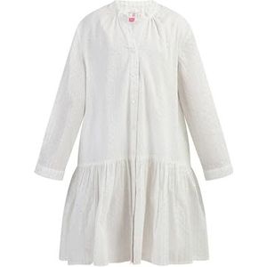 duilio Zomerjurk voor meisjes, Wolwit met zilveren strepen en stippen, 116