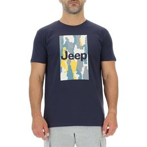 JEEP O102905-A928 J Heren T-shirt met Grote Print met schors Camouflage J23W Heren Night Blue M, Nacht Blauw, M