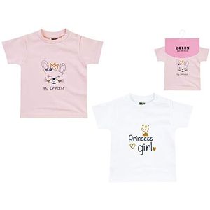Jacky 2-pack T-shirts voor meisjes, maat: 86/92, Leeftijd: 13-24 maanden, Basic Line, Roze/Wit, 6121905