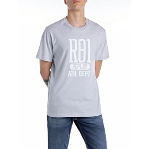 Replay Heren regular fit T-shirt van katoen, M54 Sky Grey Melange, L