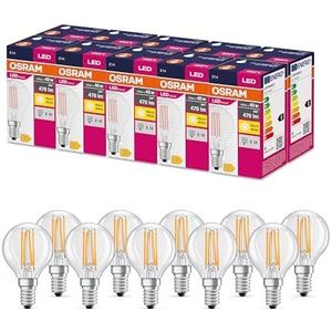 OSRAM LED STAR VALUE KLASSISK P40 LED-LAMP til E14-stik, drop Shape, Fil, 470 Lumen, Warm White (2700K), udskiftning til konventionelle 40W pærer, ikke dæmpbar, 10-pack