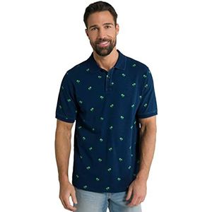 JP 1880 Poloshirt voor heren, halflange mouwen, indigo-kleur, palmenprint shirt, nachtblauw, XL