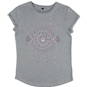 Disney Dames Peter Pan-Boho Clock Organic Rol Sleeve T-Shirt, Melange Grey, XL, grijs (melange grey), XL