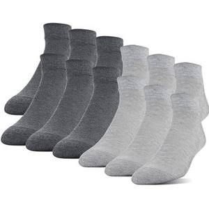 Gildan Heren Polyester Half Cushion Low Cut Sokken, 12-pack, Grijs, Shoe Size: 6-12
